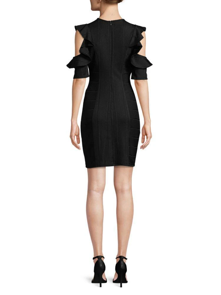 商品BCBG|Short-Sleeve Cold-Shoulder Ruffle Dress,价格¥158,第2张图片详细描述