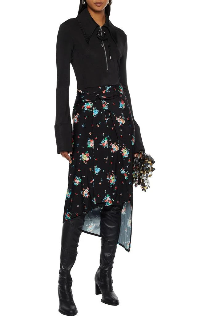 商品Paco Rabanne|Wrap-effect floral-print satin-jersey midi skirt,价格¥934,第4张图片详细描述