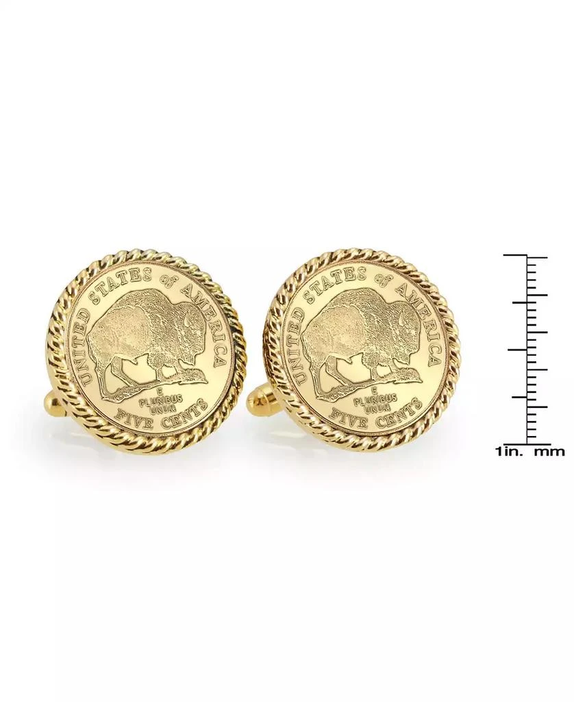 商品American Coin Treasures|Gold-Layered 2005 Bison Nickel Rope Bezel Coin Cuff Links,价格¥298,第2张图片详细描述