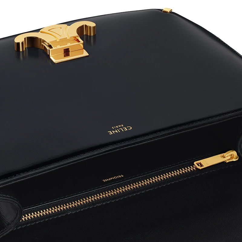 【包税】CELINE/赛琳 经典款BESACE TRIOMPHE系列 女士黑色牛皮革金扣金链翻盖开合链条包199273BF4.38NO 商品
