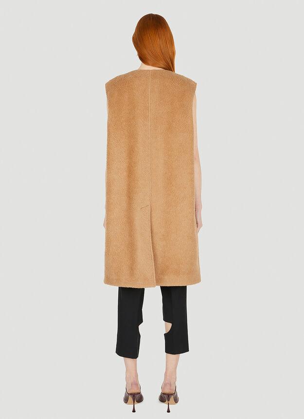 Collarless Sleeveless Coat in Camel商品第4张图片规格展示