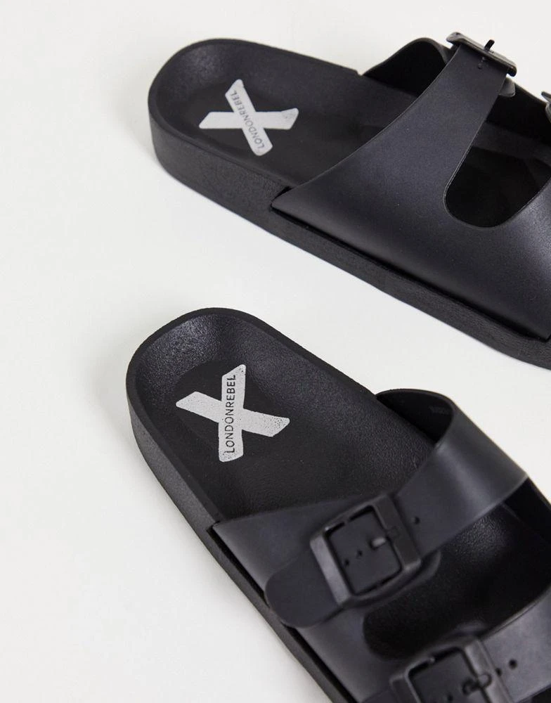 商品Hugo Boss|London Rebel X jelly buckle sliders in black,价格¥116,第4张图片详细描述