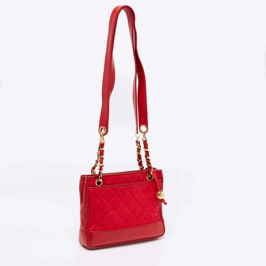 商品[二手商品] Chanel|Chanel Red Quilted Satin And Leather Vintage Shoulder Bag,价格¥9917,第3张图片详细描述