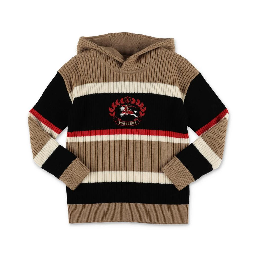 商品Burberry|Pullover A Costine Graysen Color Block In Lana Con Cappuccio Bambino,价格¥3696,第1张图片