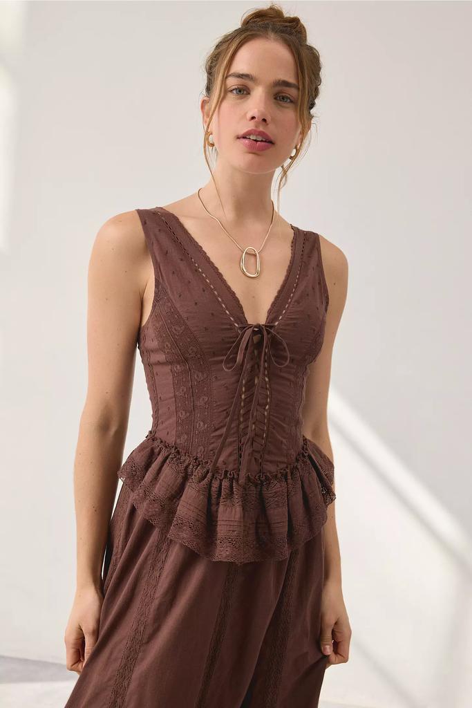 uo eliza lace corset midi dress UO Eliza Lace Corset Midi Dress