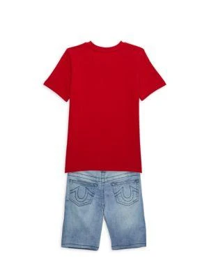商品True Religion|Little Boy's 2-Piece Logo Tee & Denim Shorts Set,价格¥119,第2张图片详细描述