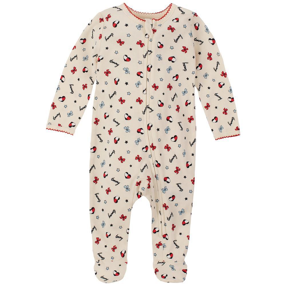 商品Tommy Hilfiger|Baby Girls Logo Print Long Sleeves Footie Coverall,价格¥178,第1张图片