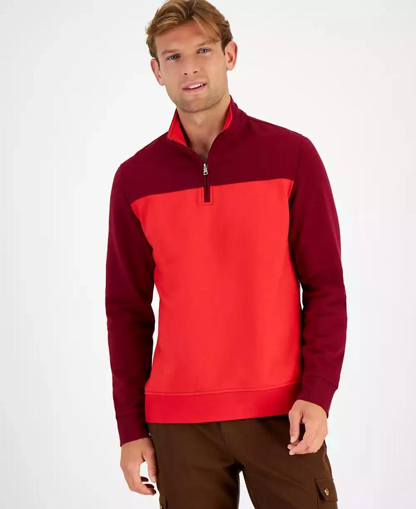 商品Club Room|Men's Colorblocked Quarter-Zip Fleece Sweater, Created for Macy's,价格¥103,第1张图片
