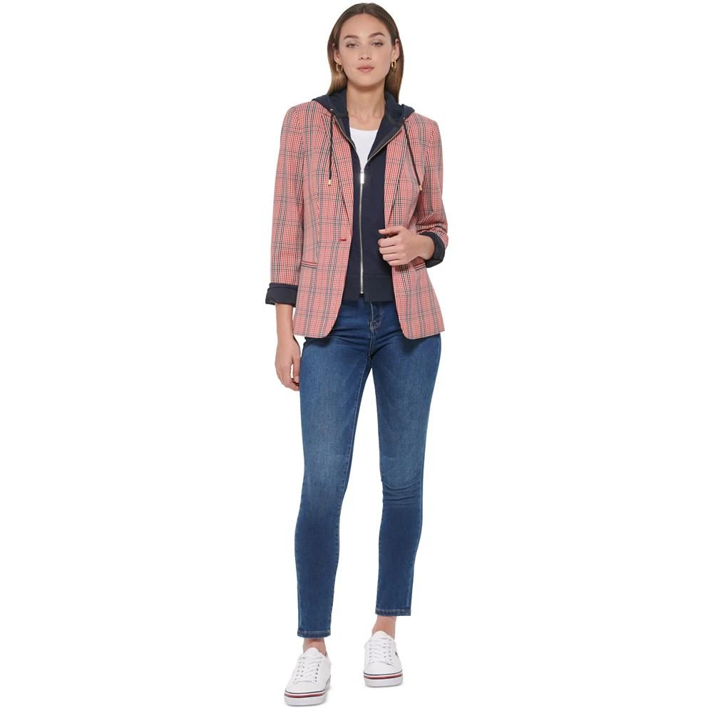 Women's Plaid-Print Hooded Blazer 商品