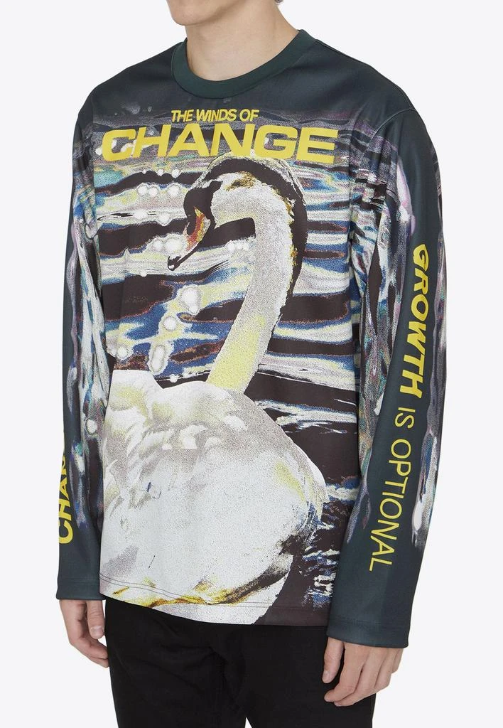 商品Burberry|Swan Print Long-Sleeved Jersey T-shirt,价格¥6504,第2张图片详细描述