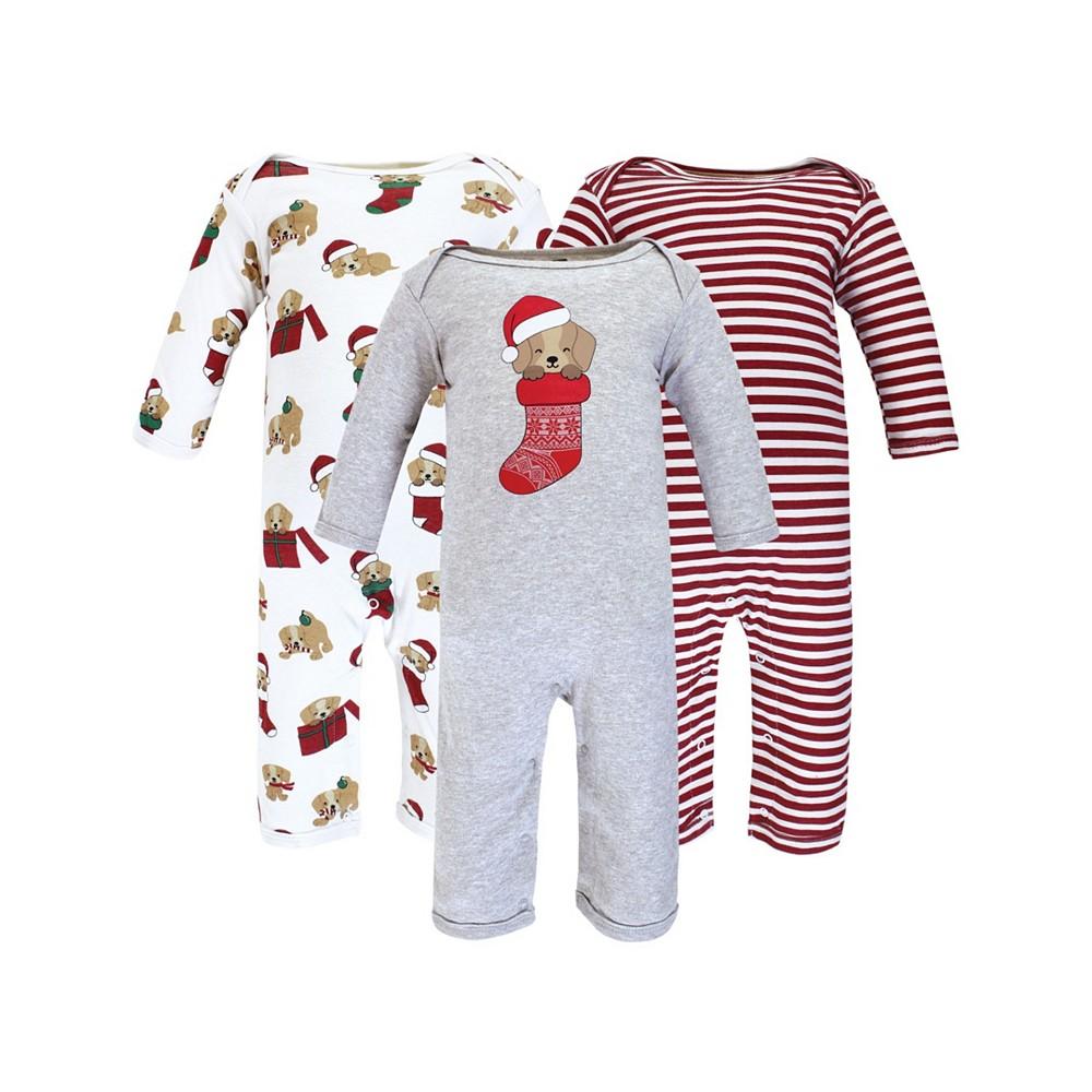 Baby Girls and Boys Christmas Cotton Coveralls, Pack of 3商品第1张图片规格展示