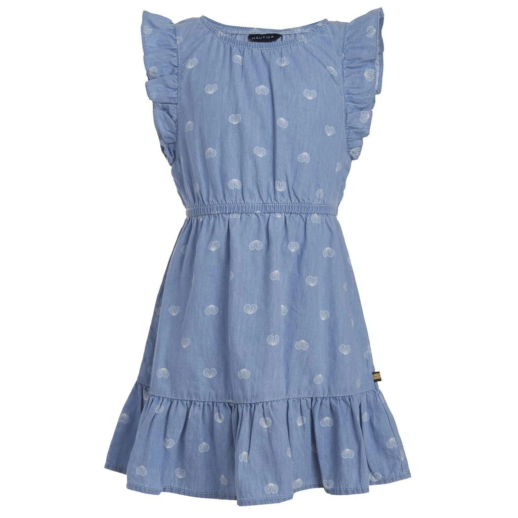 商品Nautica|Nautica Toddler Girls' Heart Shell Lightweight Denim Dress (2T-4T),价格¥104,第1张图片