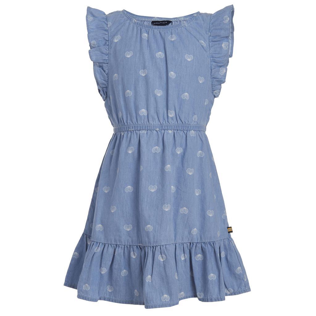 商品Nautica|Nautica Toddler Girls' Heart Shell Lightweight Denim Dress (2T-4T),价格¥94,第1张图片