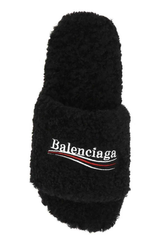 商品Balenciaga|Balenciaga Logo Embroidered Furry Slide Sandals,价格¥4057,第3张图片详细描述