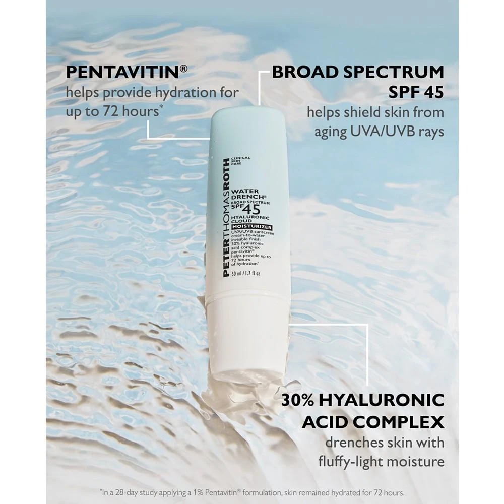 商品Peter Thomas Roth|Water Drench Broad Spectrum SPF 45 Hyaluronic Cloud Moisturizer Sunscreen,价格¥405,第4张图片详细描述