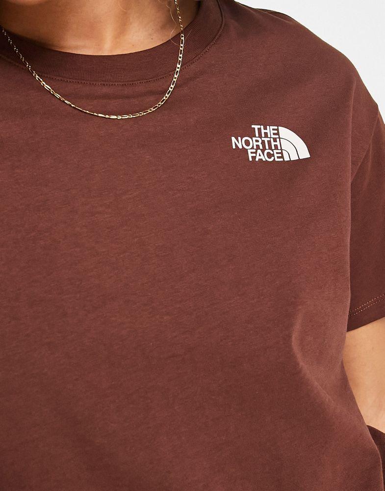The North Face Redbox Celebration back print cropped t-shirt in brown Exclusive at ASOS商品第3张图片规格展示