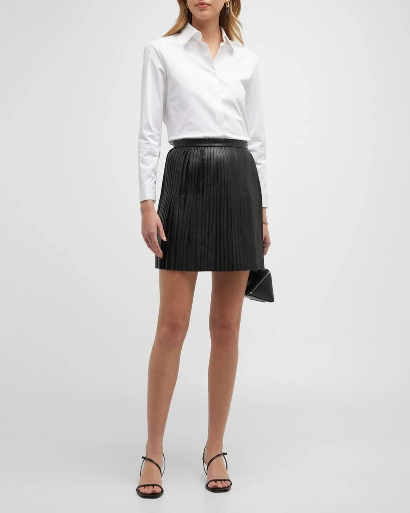 商品Theory|Pleated Leather Mini Skirt,价格¥2496,第4张图片详细描述