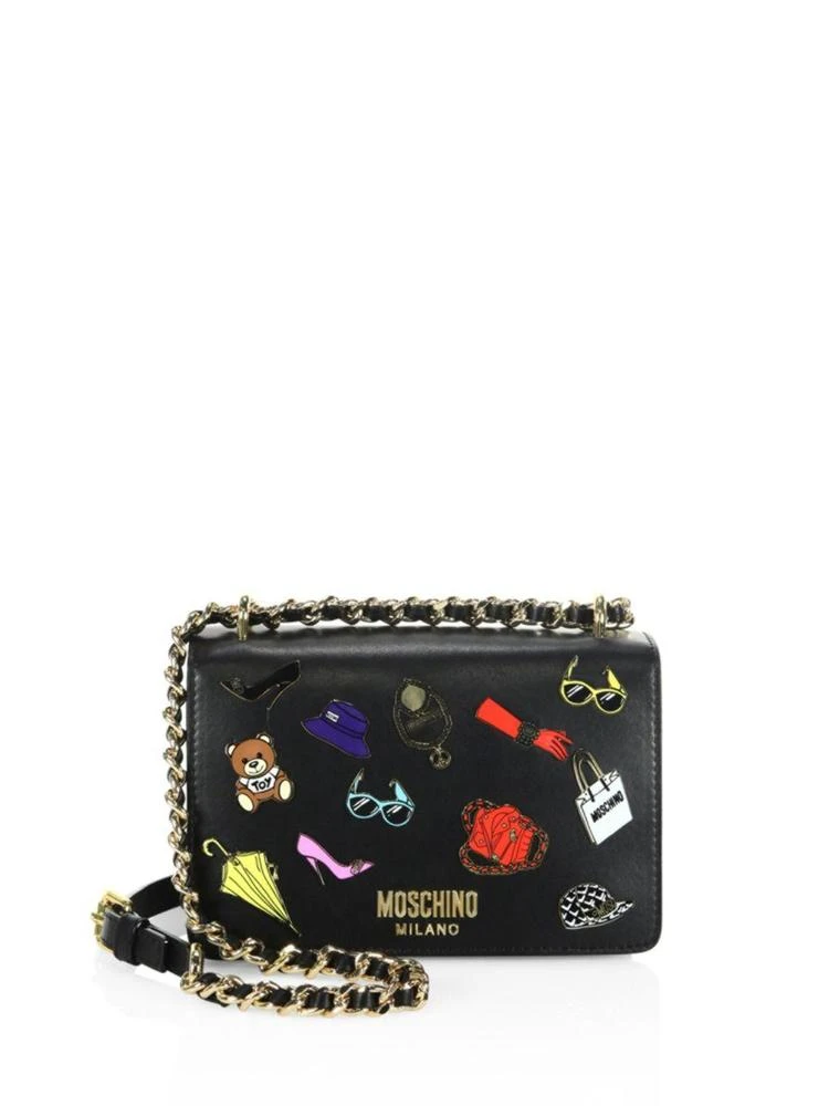 商品Moschino|贴纸拼凑真皮单肩斜挎包,价格¥6555,第1张图片