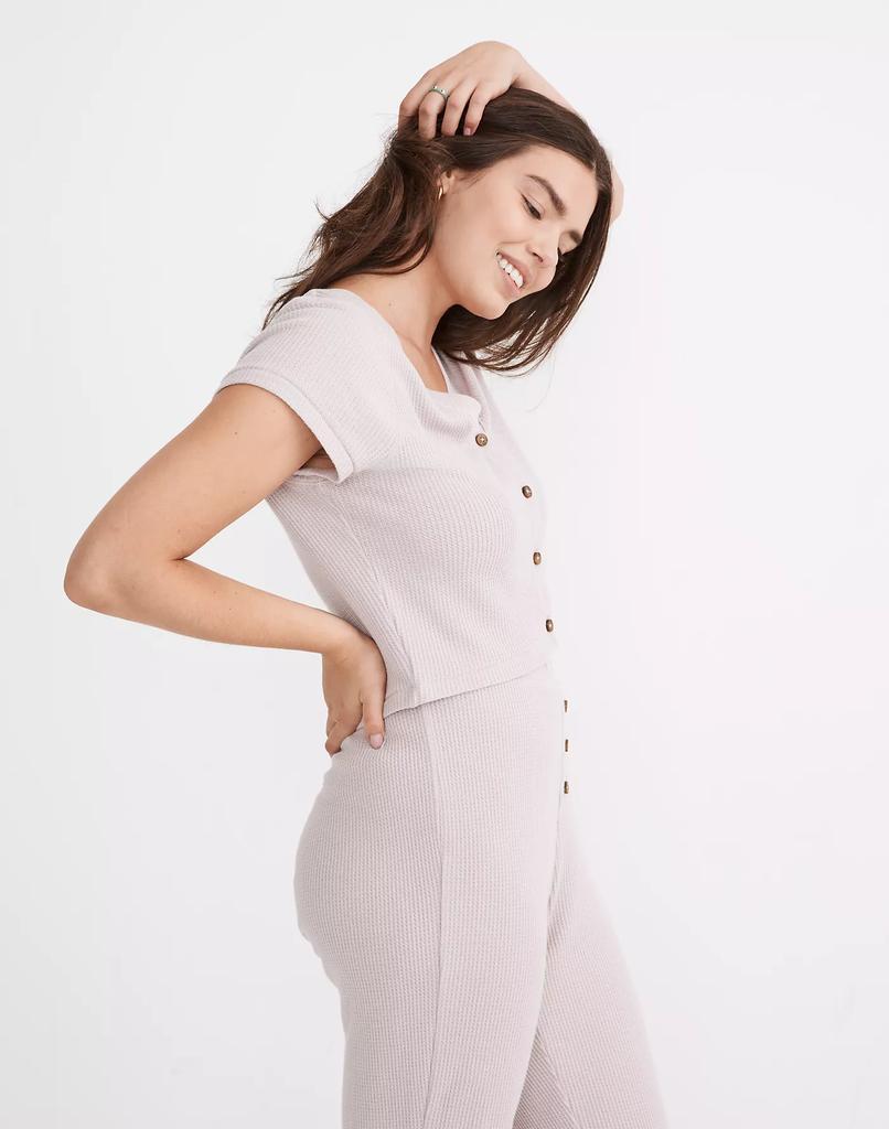 商品Madewell|Waffle Knit Button-Front Pajama Top,价格¥179,第4张图片详细描述