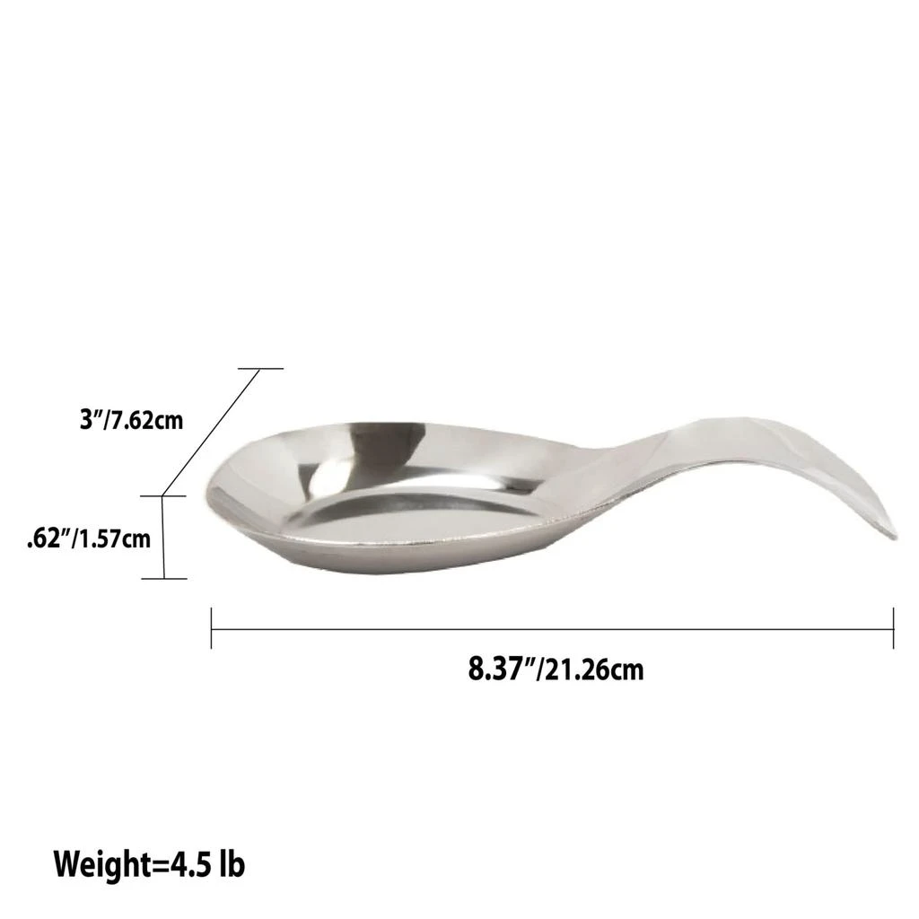 商品Home Basics|Home Basics No-Drip Curved Counter top and Stove top Stainless Steel Spoon Rest , Silver,价格¥103,第4张图片详细描述