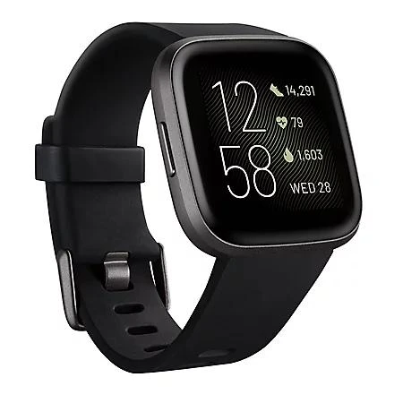 商品Fitbit|Fitbit Versa 2 Smartwatch Carbon (Black) with Bonus Bands (Olive),价格¥738,第2张图片详细描述