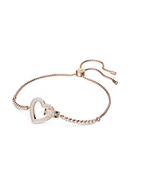 Lovely Rose Goldplated Crystal Interlocking Heart Bracelet商品第2张图片规格展示