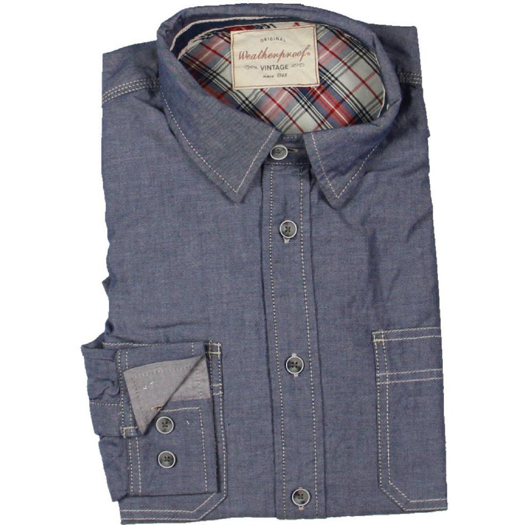 Weatherproof Vintage Mens Cotton Collared Button-Down Shirt商品第3张图片规格展示