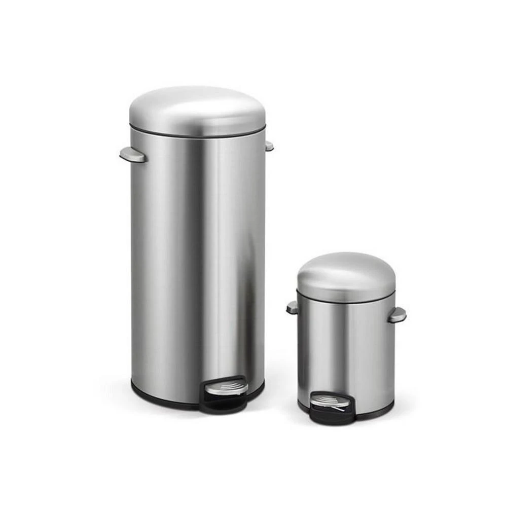 商品Mega Casa|8 Gal./30 Liter and 1.3 Gal./5 Liter Stainless Steel Step-on Trash Can Set for Kitchen and Bathroom,价格¥464,第1张图片