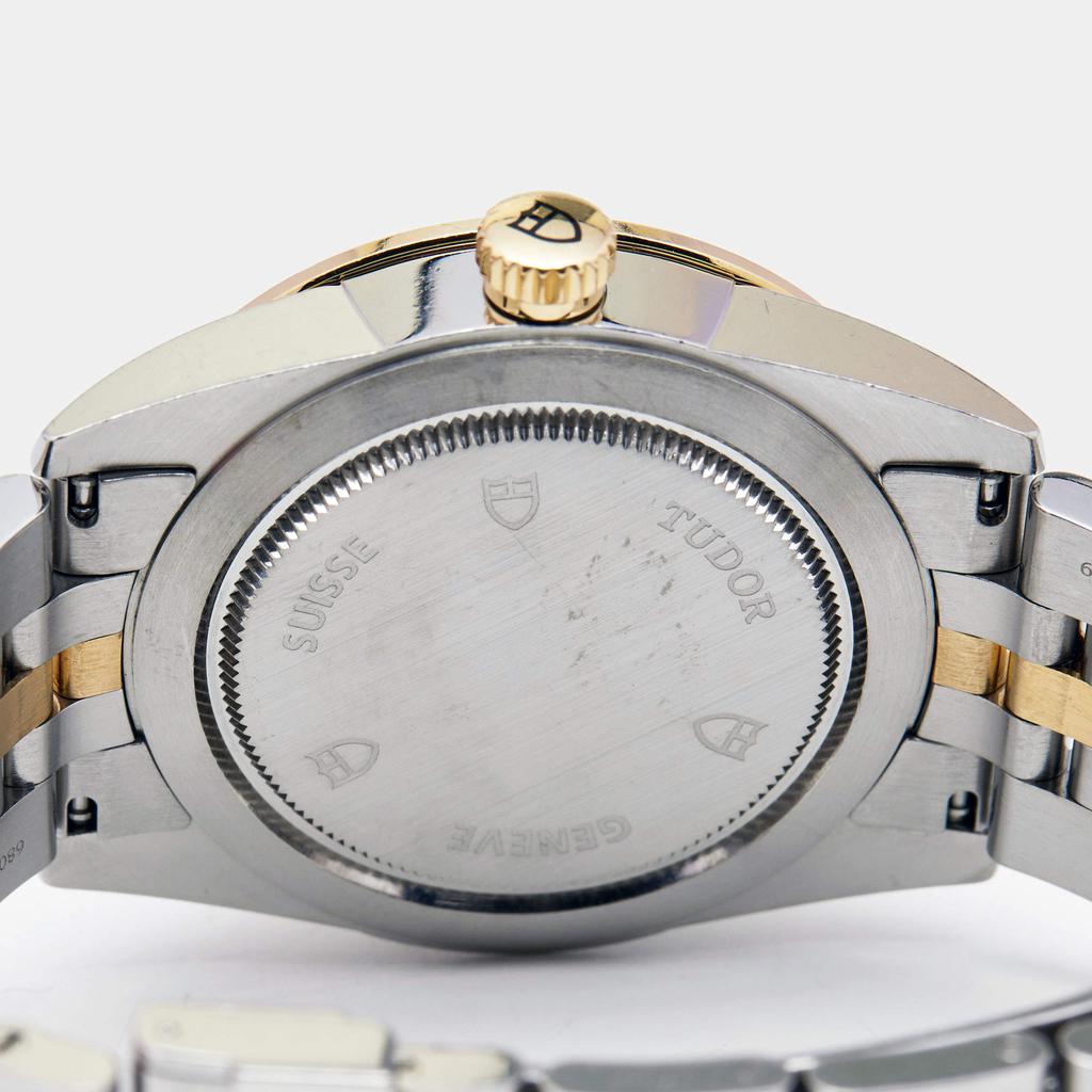 Tudor Champagne 18K Yellow Gold Stainless Steel Daimond Glamour Date 55003-68053-CHDIDSTL Women's Wristwatch 36 mm商品第4张图片规格展示