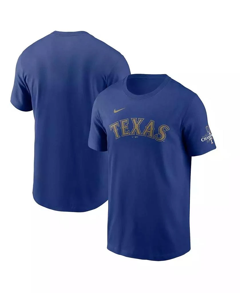 商品NIKE|Men's Royal Texas Rangers 2024 Gold Collection Wordmark T-Shirt,价格¥301,第1张图片