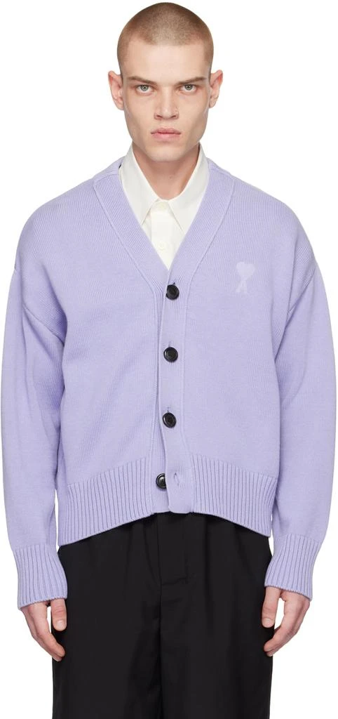 商品AMI|SSENSE Exclusive Purple Ami de Cœur Cardigan,价格¥2094,第1张图片