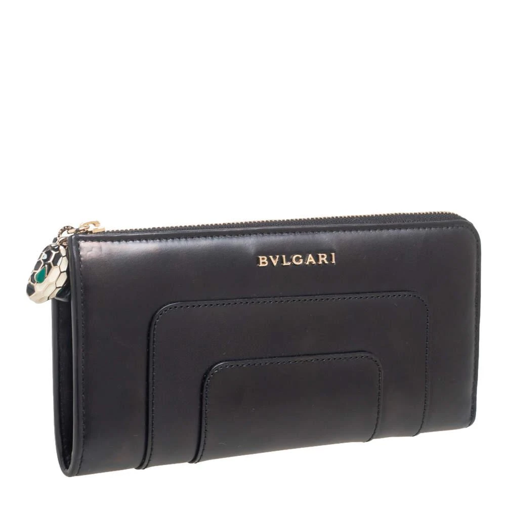 商品[二手商品] BVLGARI|Bvlgari Black Leather Serpenti Forever Zip Around Wallet,价格¥1191,第3张图片详细描述