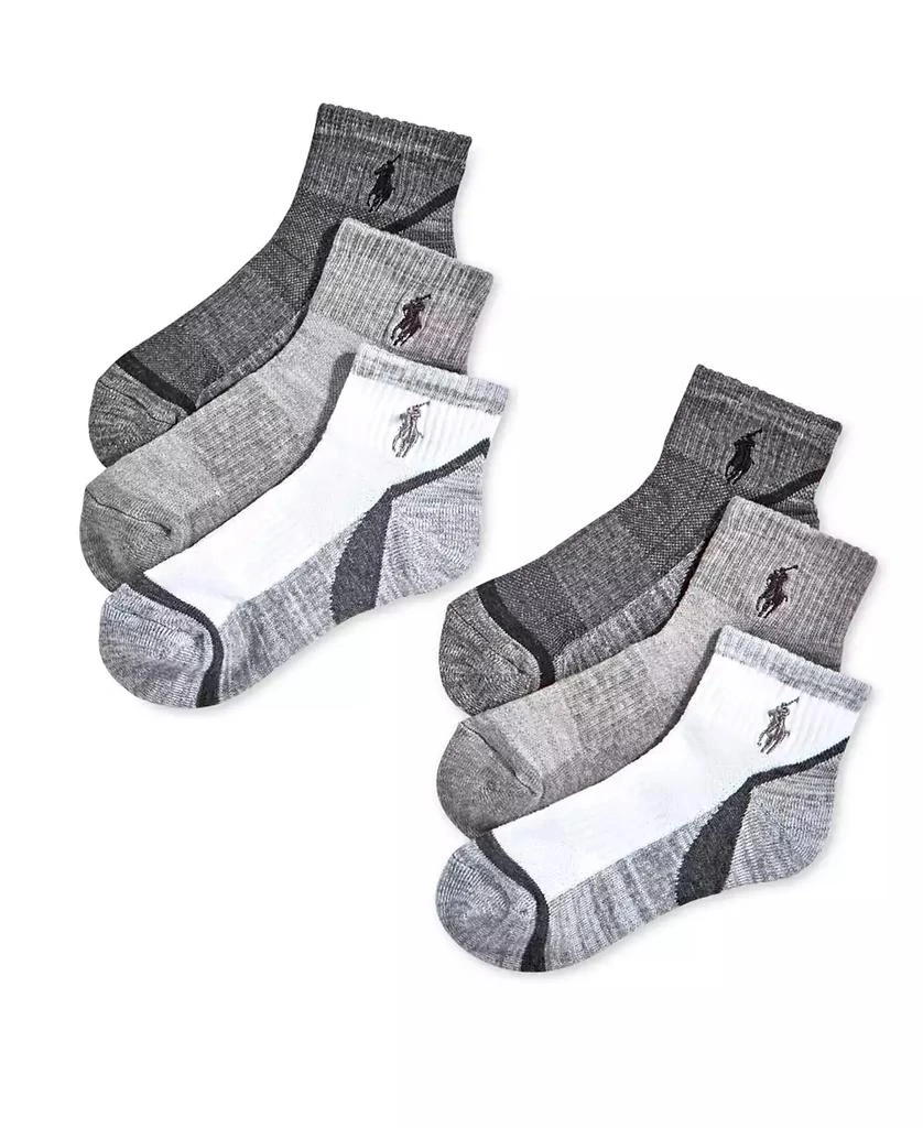 商品Ralph Lauren|Little & Big Boys 6-Pack Marled Quarter-Length Socks,价格¥152,第1张图片