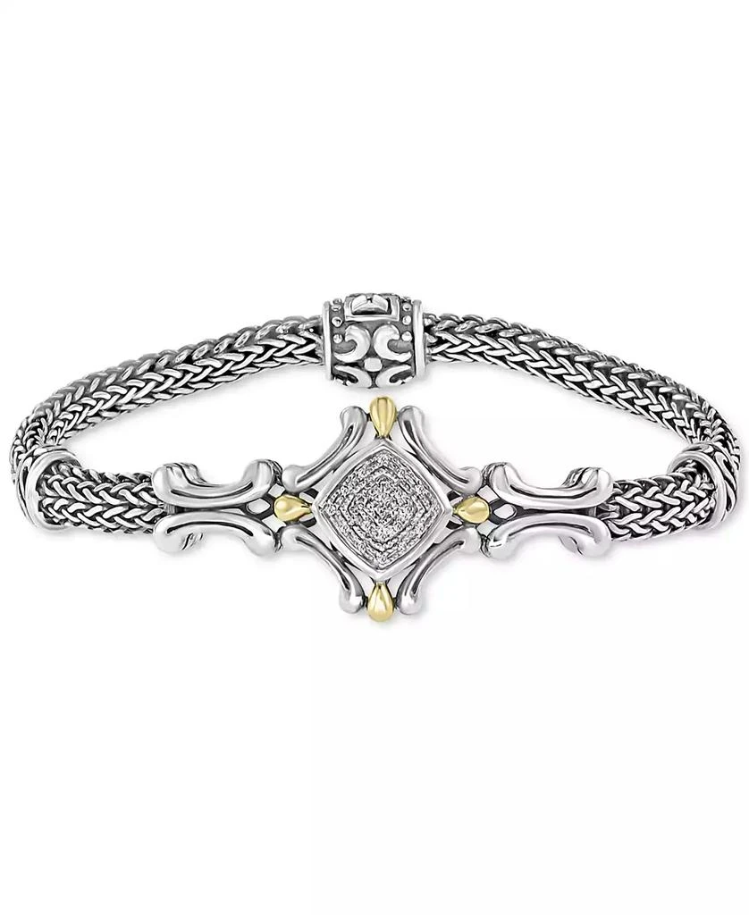 商品Effy|EFFY® Diamond Cluster Antique-Look Bracelet (1/10 ct. t.w.) in Sterling Silver & 18k Gold,价格¥3364,第1张图片