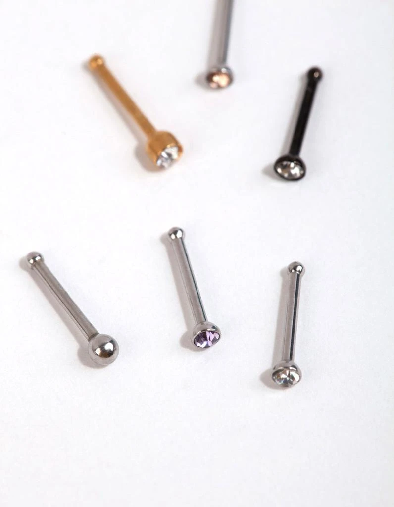 商品Lovisa|Mixed Metal Ball and Diamante Nose Stud Pack,价格¥191,第2张图片详细描述