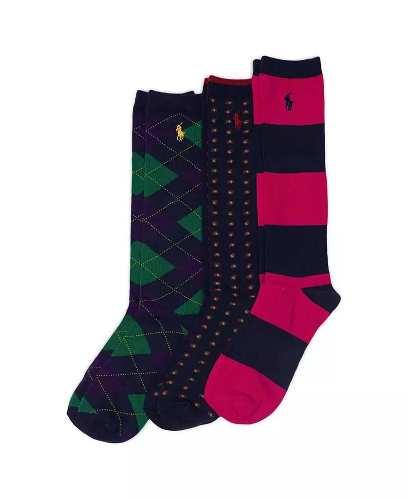 商品Ralph Lauren|Big Girls Argyle Knee High 3 Pack Socks,价格¥103,第1张图片