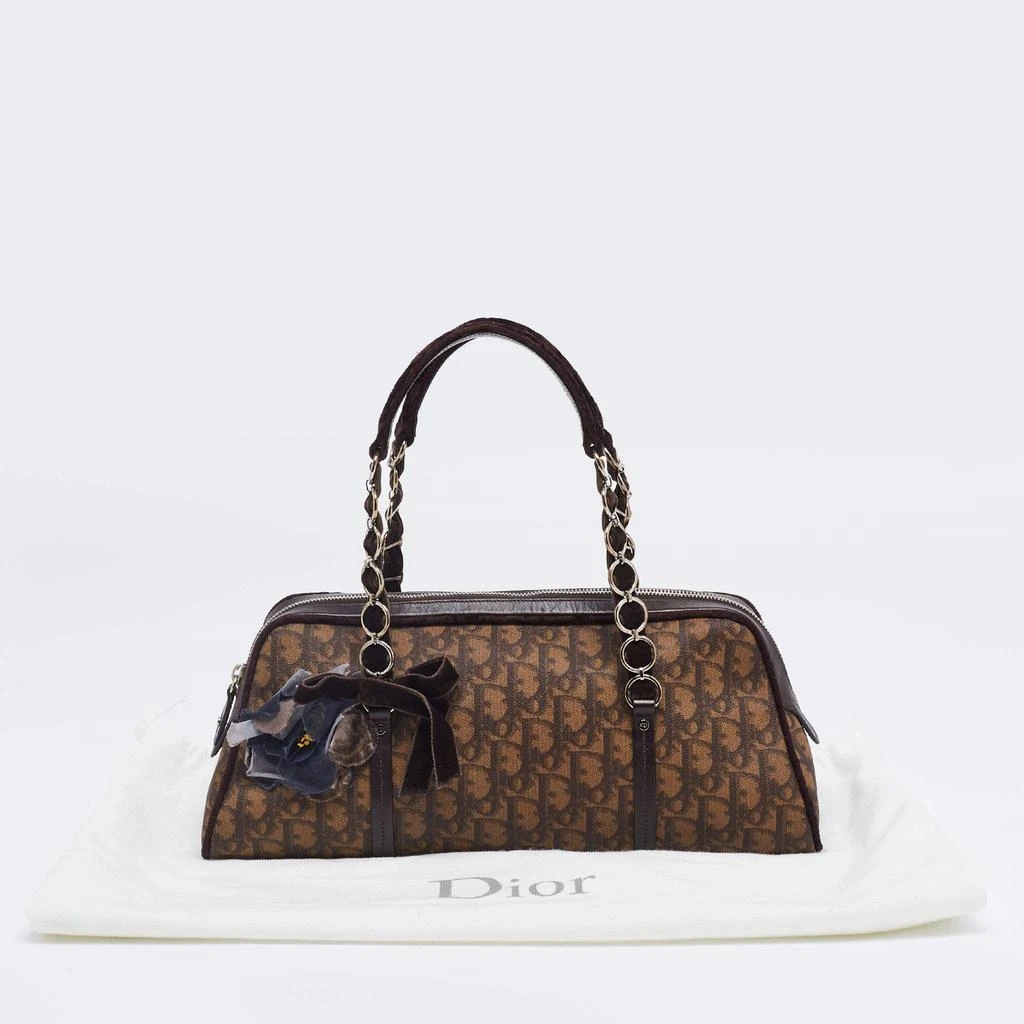 Dior Beige/Brown Oblique Coated Canvas,Velvet and Leather Trotter Romantique Satchel 商品