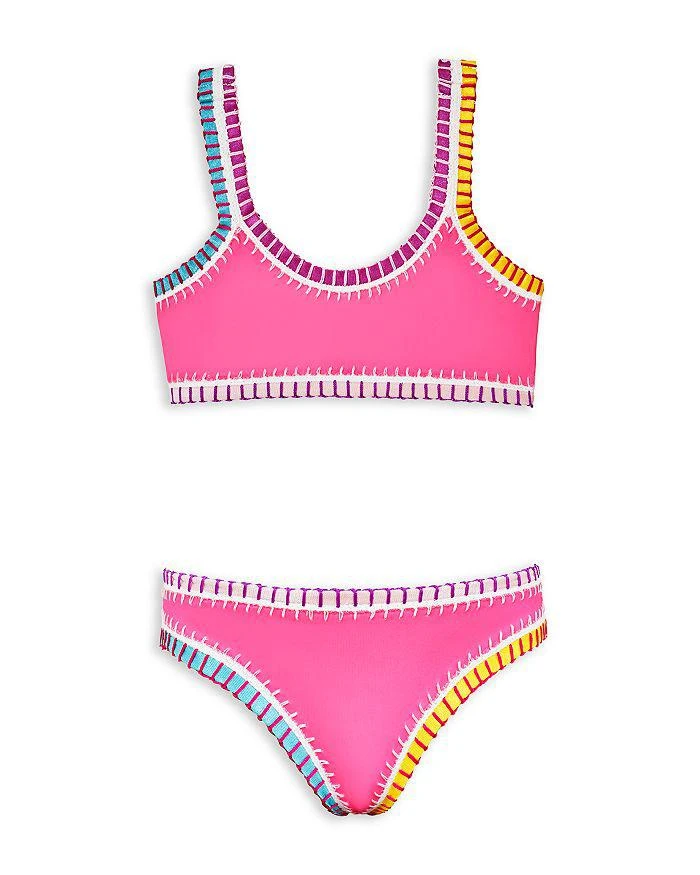 商品PQ Swim|Girls' Sporty Rainbow Embroidered Two Piece Swimsuit - Little Kid, Big Kid,价格¥590,第1张图片