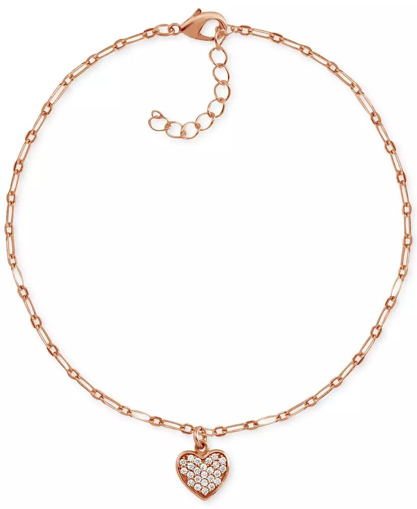 商品Essentials|Crystal Heart Anklet in Rose Gold-Plate,价格¥94,第1张图片