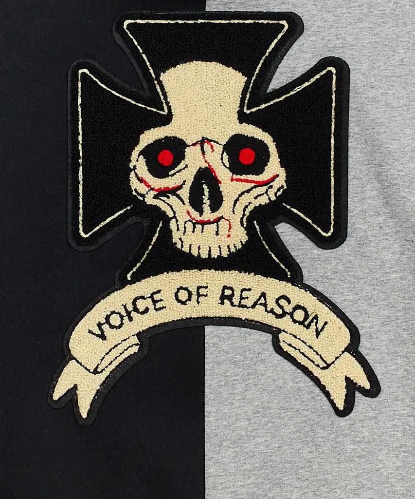 Oversized Voice Of Reason Skull Patched Color Block Hoodie商品第10张图片规格展示