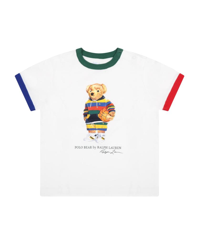 White T-shirt For Baby Boy Witth Bear商品第1张图片规格展示