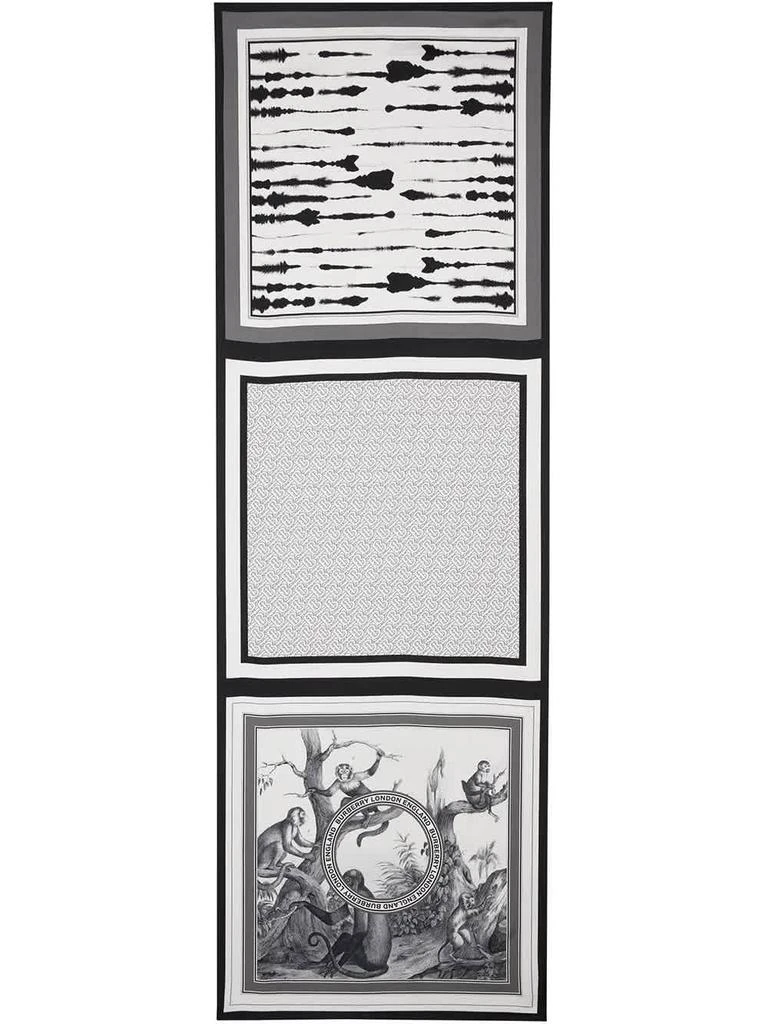 商品Burberry|Burberry 3-Pattern Montage Print Silk Scarf In Monochrome,价格¥2127,第2张图片详细描述