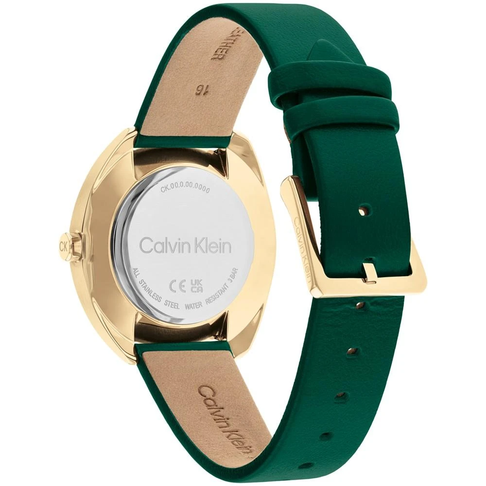 商品Calvin Klein|Women's Quartz Green Leather Strap Watch 34mm,价格¥692,第3张图片详细描述