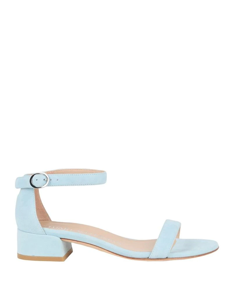 商品Stuart Weitzman|经典一字扣带粗方跟 软真皮凉鞋,价格¥2326,第1张图片