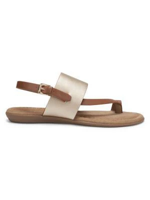 商品Aerosoles|Avea Metallic Faux Leather Flat Sandals,价格¥395,第1张图片