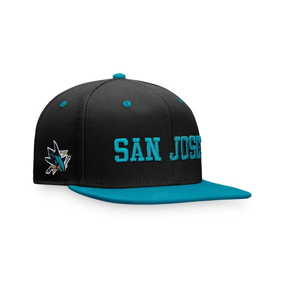 商品Fanatics|Men's Branded Black, Teal San Jose Sharks Heritage City Two-Tone Snapback Hat,价格¥228,第1张图片