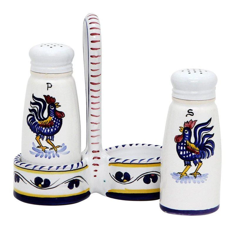 商品Artistica - Deruta of Italy|Orvieto Blue Rooster: Salt And Pepper Cruet,价格¥740,第1张图片