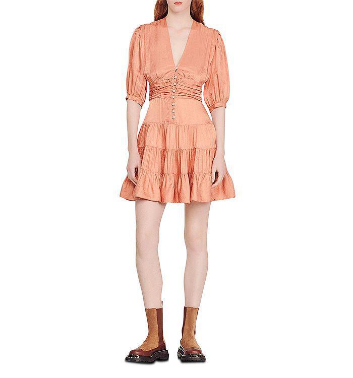 商品Sandro|Mylene Satin Mini Dress,价格¥1578,第1张图片