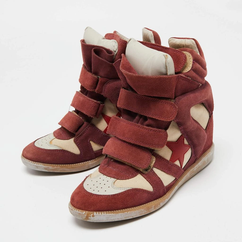 商品[二手商品] Isabel Marant|Isabel Marant Brown/Burgundy Suede And Leather Bekett Wedge Sneakers Size 39,价格¥1000,第2张图片详细描述