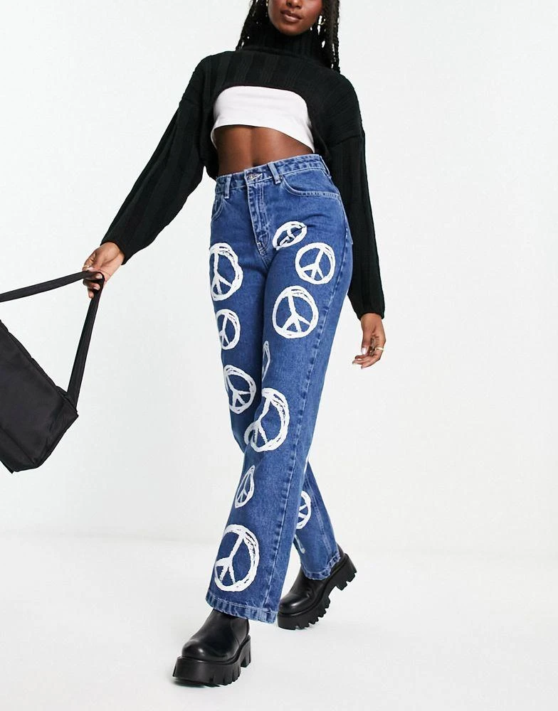 商品The Ragged Priest|The Ragged Priest relaxed jeans in bleach heart print,价格¥277,第3张图片详细描述